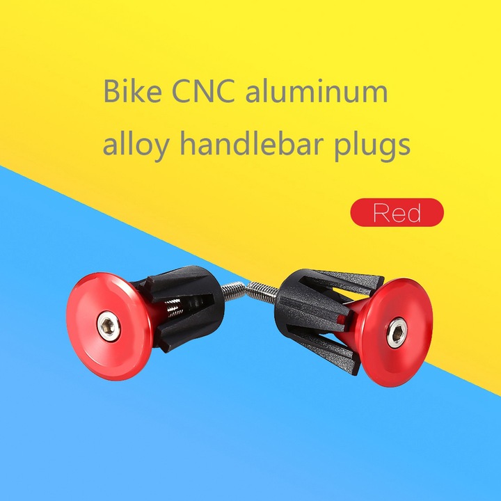 1 чифт алуминиеви дръжки за кормило на велосипед, тапи за кормило, червени
