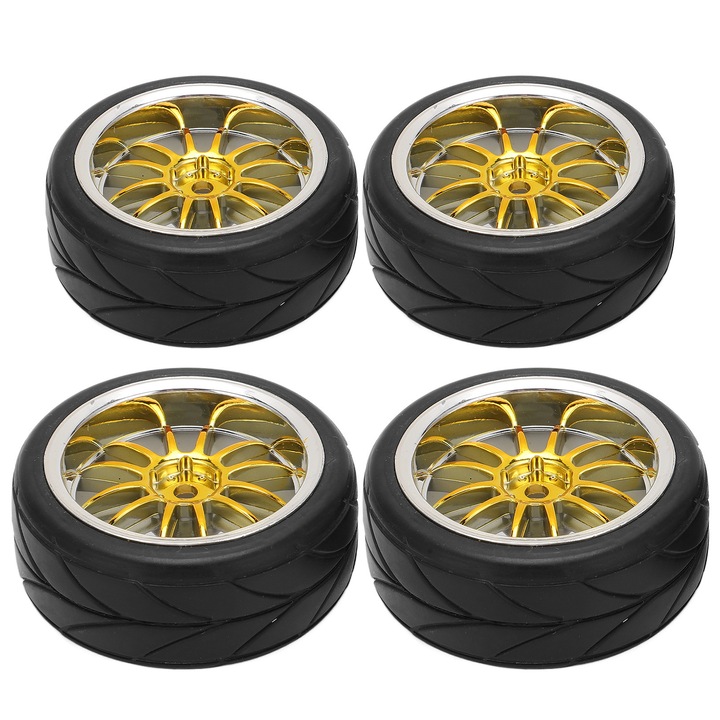 Комплект 4 RC гуми Enforose, диаметър 63мм, ширина 26мм, златист цвят