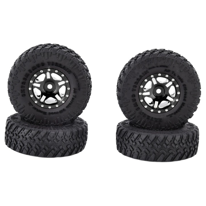 Комплект 4 гуми Scx24, Enforose, каучук, алуминиева сплав, 20мм ширина, 54мм диаметър