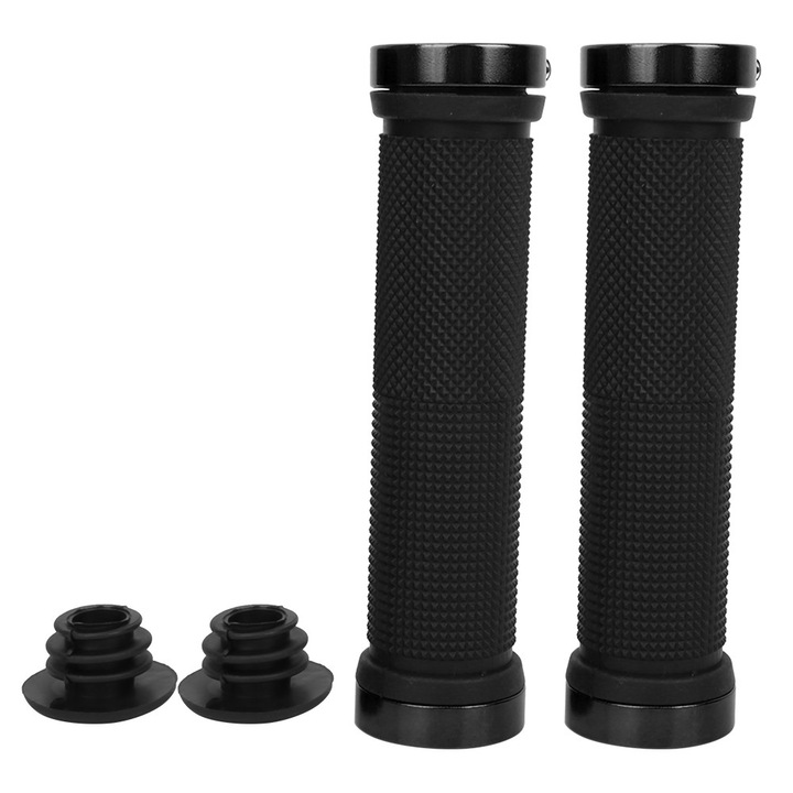 Mansoane bicicleta Enforose, set 1 pereche, ergonomice, antiderapante, negru, 13x3x5cm