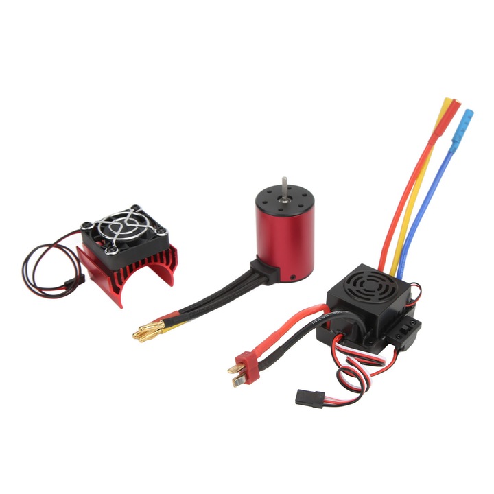 Комплект мотор 3650 3900KV с ESC 60A и охлаждащ вентилатор, Enforose, червен, 36x50мм