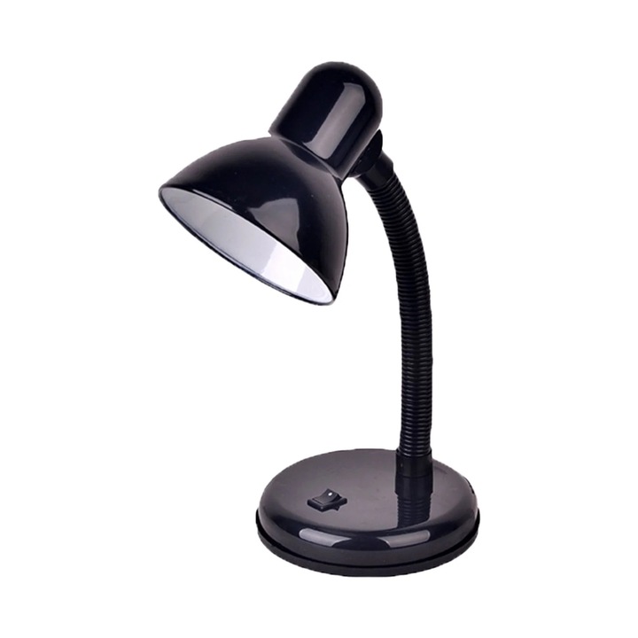 Lampa de birou ZYBLSSBB LSM2xh10977-BCS0246593, abajur metalic, picior flexibil tip gooseneck, baza din plastic cu intrerupator, negru