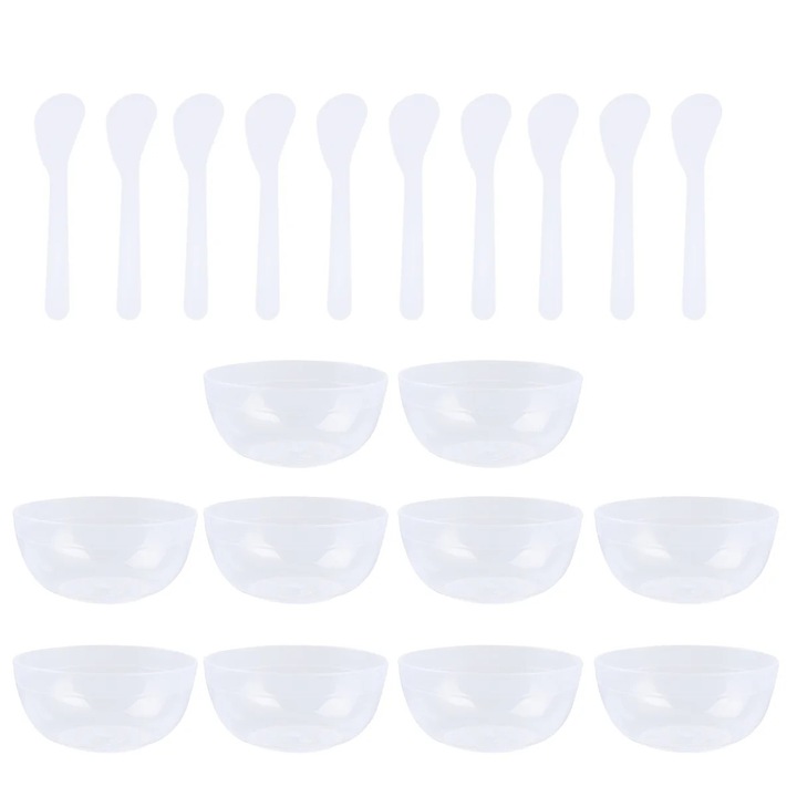 Set 10 boluri mixare noroi cristal, plastic, transparent, 8.5cm