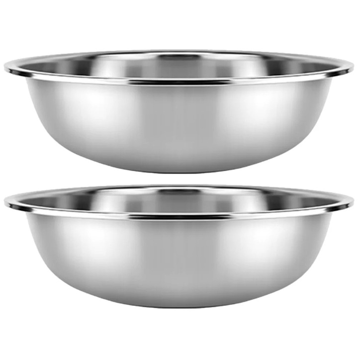 Set 2 boluri inox, 23x23x7.6cm, argintiu, multifunctional