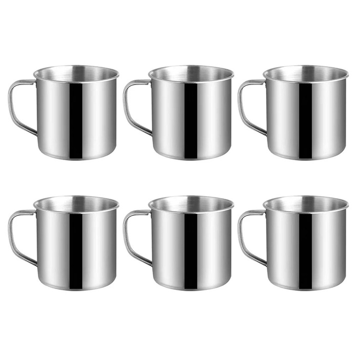 Set 6 cani apa, inox, 170ml, argintiu, 7x6x6cm
