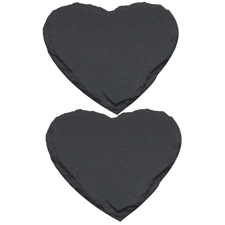 Farfurie steak din ardezie naturala, negru, 20x20x0.5cm, set 2 bucati