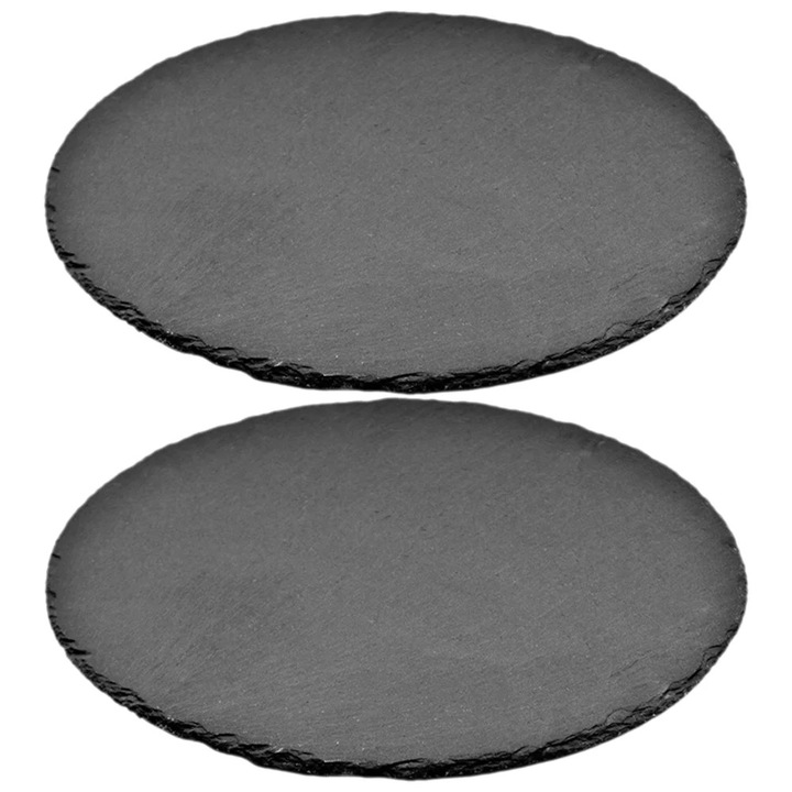 YANYXR 2 db természetes pala tálalótálca készlet, fekete, 15x15x0.6cm, multifunkcionális