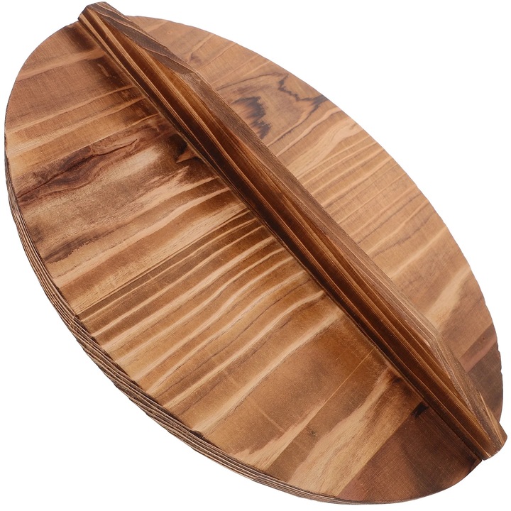 Capac pentru wok din lemn, 24cm, negru, rezistent la apa si coroziune