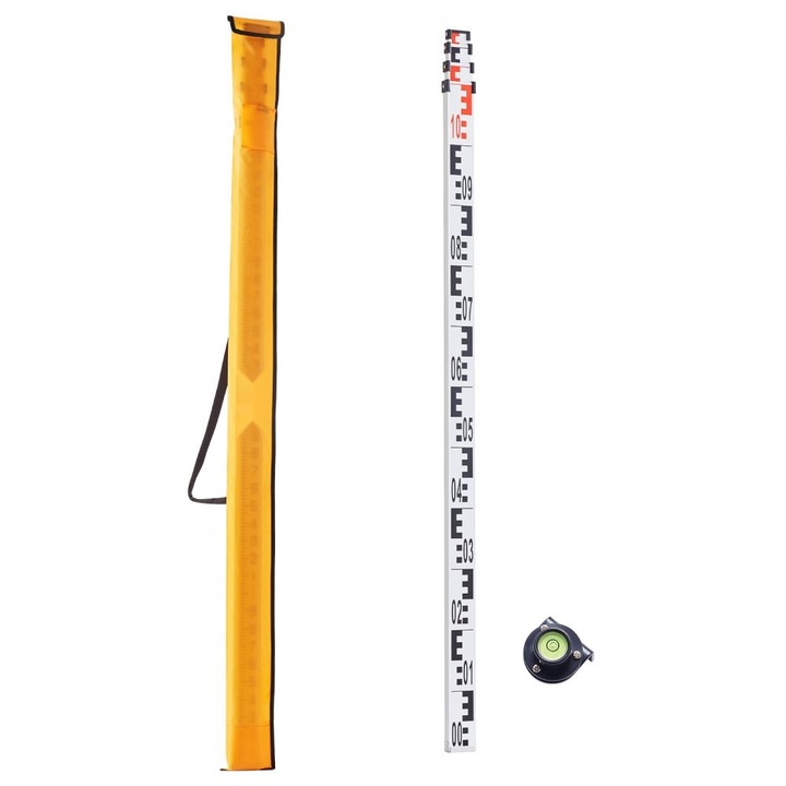 Tija de masurare 4M, Tip Telescopic, Scala CM/MM, Nivel cu Bule, Sac Inclus