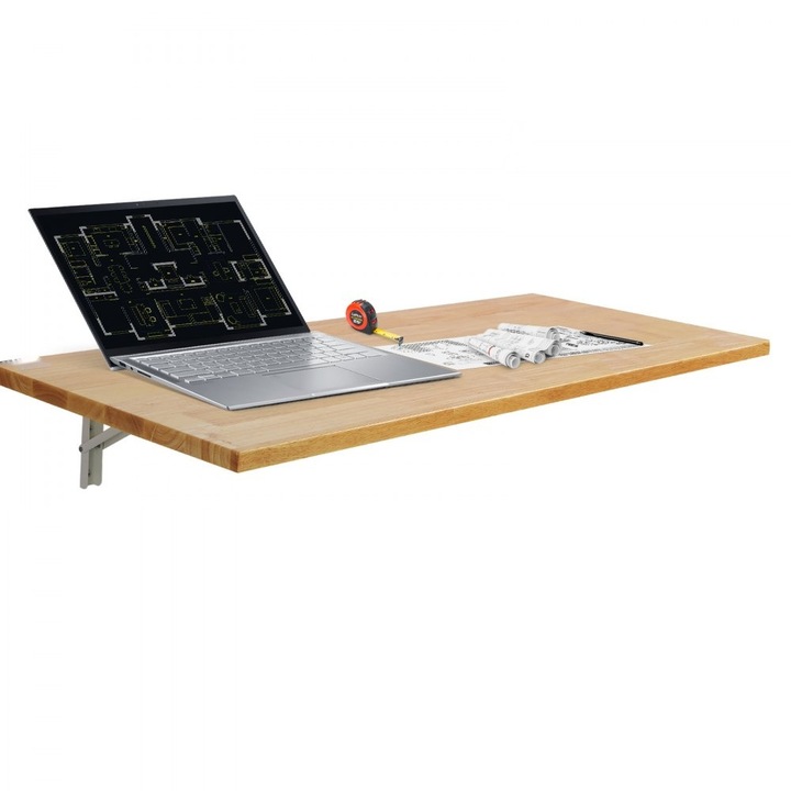 Összecsukható, lebegő laptopasztal, falra szerelhető modell, ideális otthoni irodába, méretek 120 x 50 cm