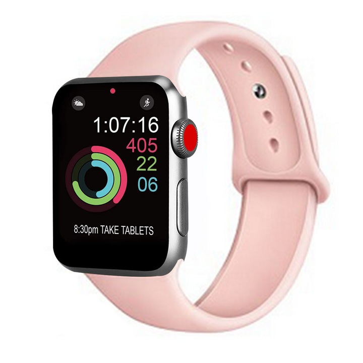 Спортна каишка за смарт часовник, силиконова, за Apple iWatch 1/2/3/4/5, 42-44 мм, розова