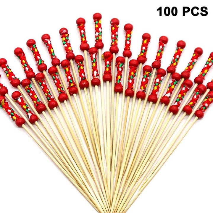 Scobitori koktél HERUSI szett 100 db bambusz 12cm többszínű