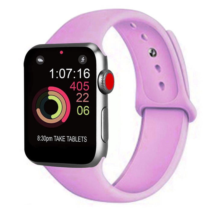 Спортна каишка за смарт часовник, силиконова, за Apple iWatch 1/2/3/4/5, 42-44 мм, лилава