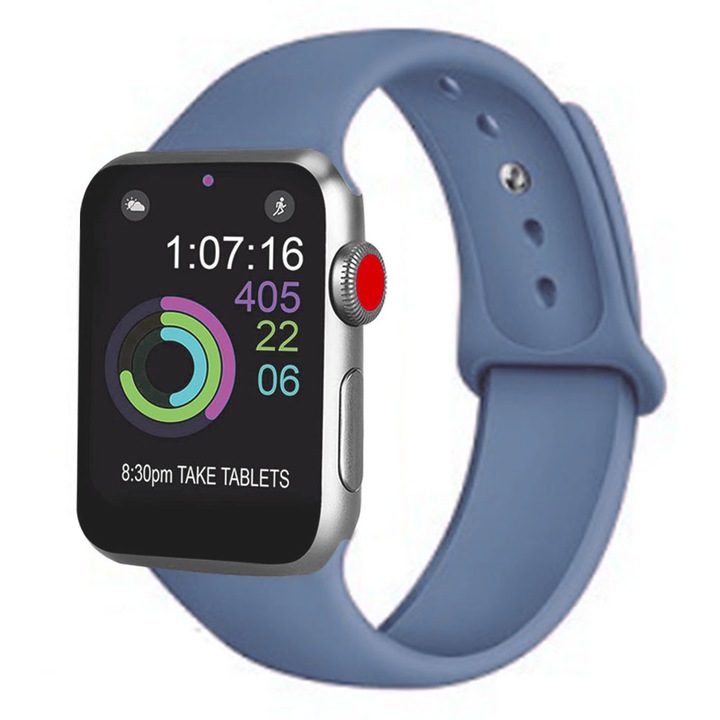 Спортна каишка за смарт часовник, силиконова, за Apple iWatch 1/2/3/4/5, 38-40 мм, синя