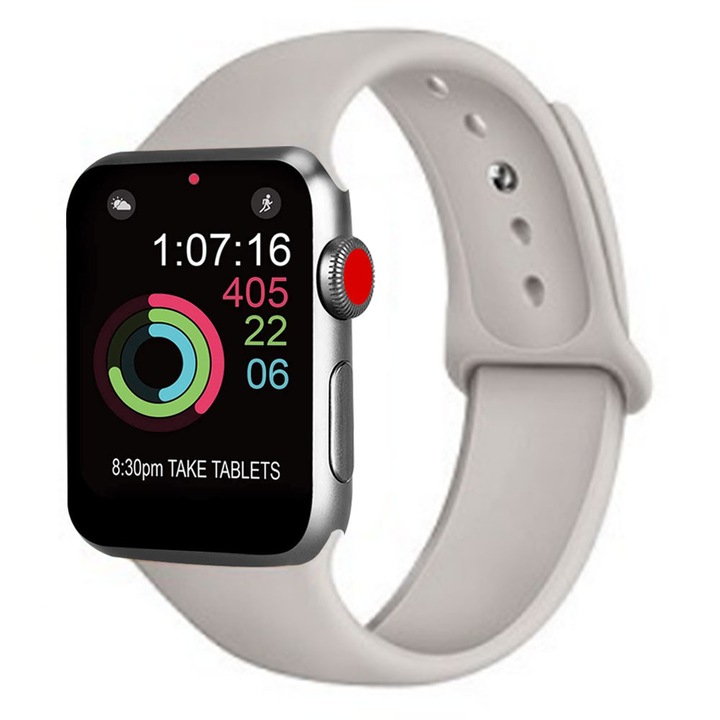 Спортна каишка за смарт часовник, силиконова, за Apple iWatch 1/2/3/4/5, 38-40 мм, бежова