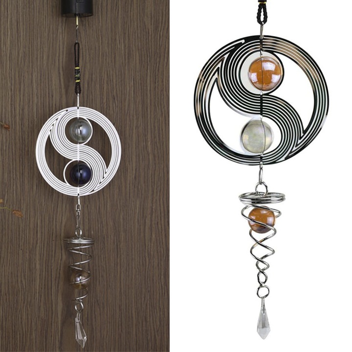Spinner de vant suspendat, Enforose, design elegant, bila din sticla cristalina, inox, utilizare interioara si exterioara