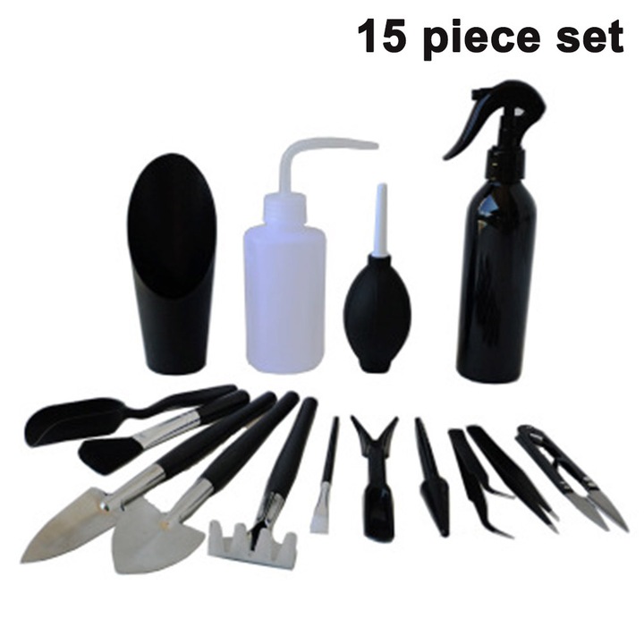 Set complet unelte de gradinarit Enforose, mata impermeabila, sticla de udare precisa, otel inoxidabil