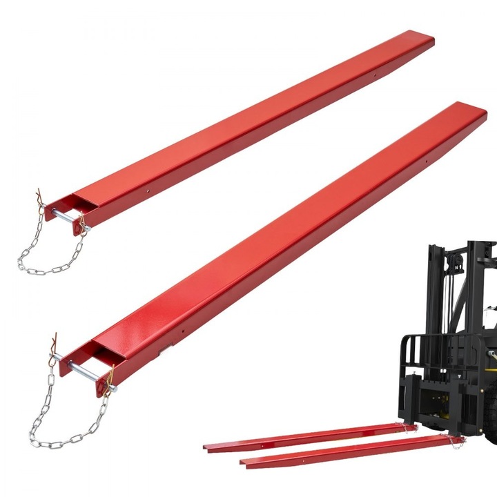 Extensii furca paleti, lungime 182 cm, latime 11 cm, otel carbon, pentru stivuitoare, set 1 pereche, cu stifturi, atasamente stivuitor, rosii