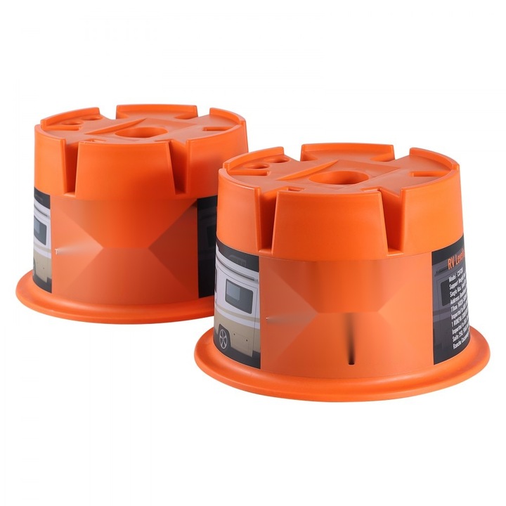 Bloc pentru cric de remorca, Capacitate 2000 lbs, Nivelare RV, Stabilizator rulota din polipropilena, Accesorii calatorie RV, Utilizabil cu orice tip de cric, Pachet de 2 bucati