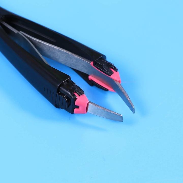 Penseta retractabila pentru sprancene, otel inoxidabil, albastru, 9x2x1cm