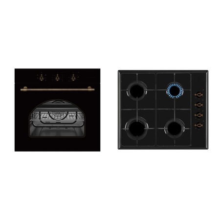 Pachet Pyramis Rustic SMARTLINE Black, cuptor electric 5 functii si plita cu gaz