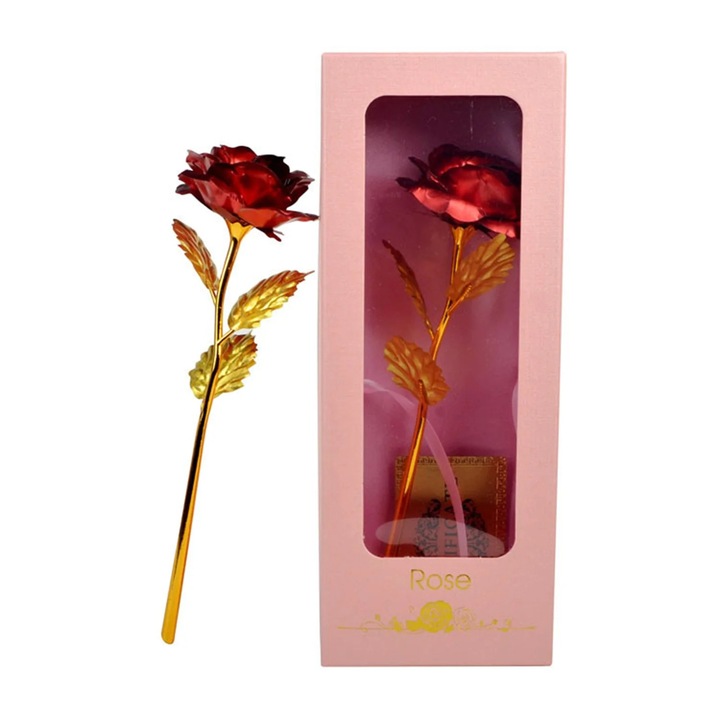 Floare artificiala trandafir aurit 24K YANYXR multicolor 25x8cm