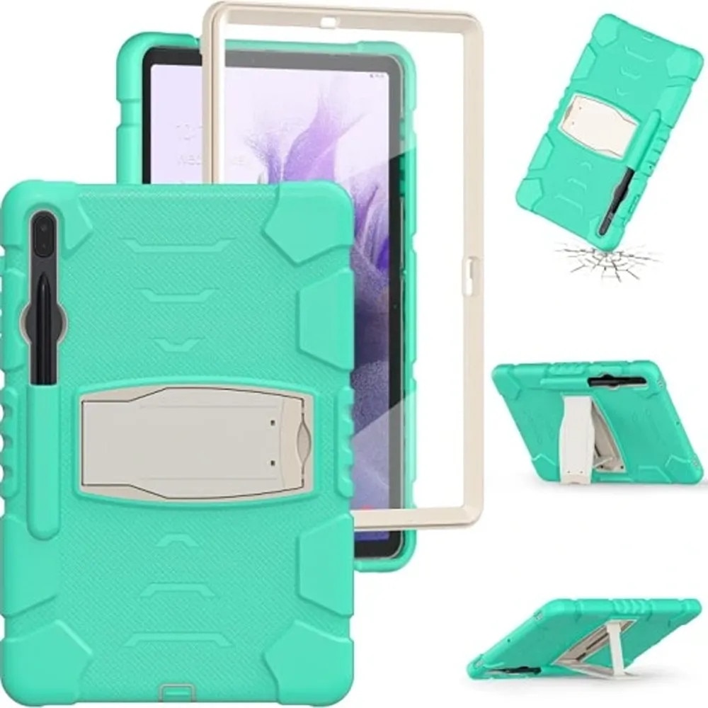 Husa tableta, cu suport si loc pentru stylus, pentru Galaxy Tab S7, verde menta