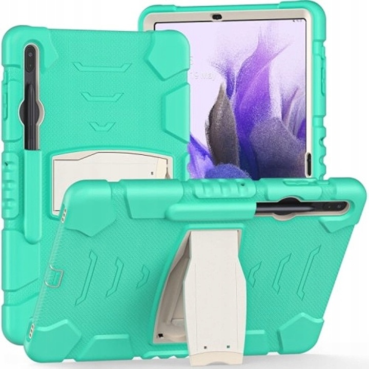 Husa tableta, cu suport si loc pentru stylus, pentru Galaxy Tab S7, verde menta