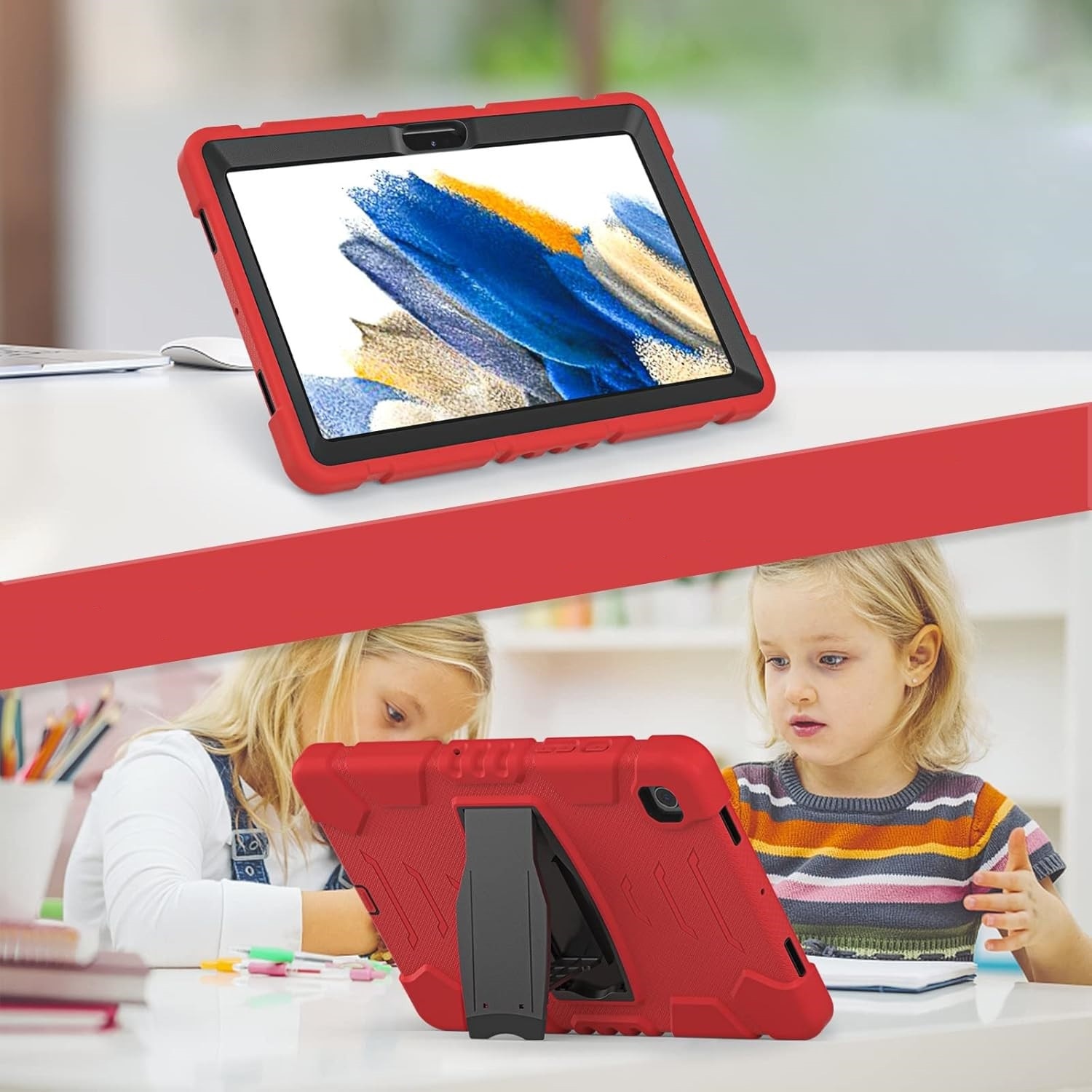 Husa pentru tableta cu suport, rosu, 10.5"