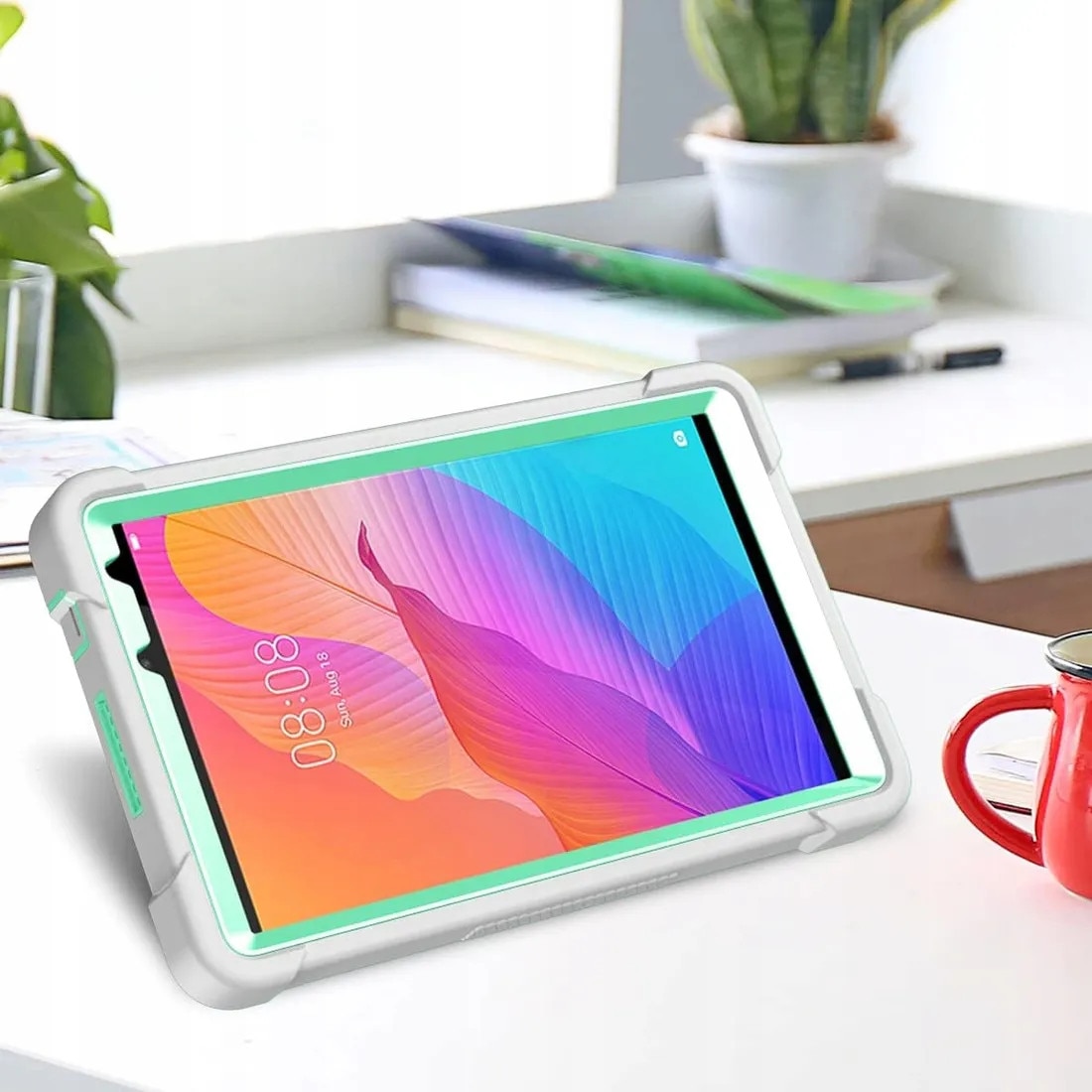 Husa tableta pentru iPad 10.2", trei straturi, suport integrat, curea reglabila, verde