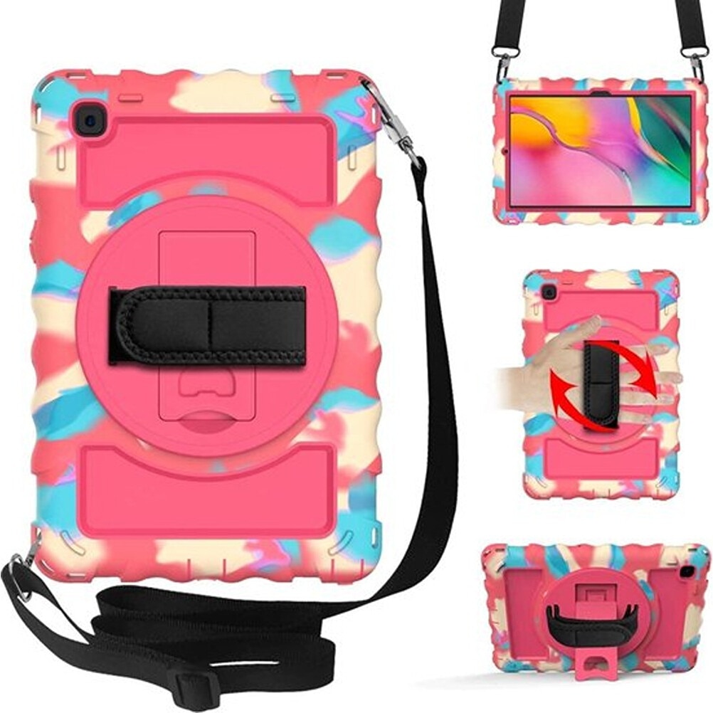 Husa pentru tableta Galaxy Tab A 8.4", roz, cu suport si curea reglabila, trei straturi de protectie