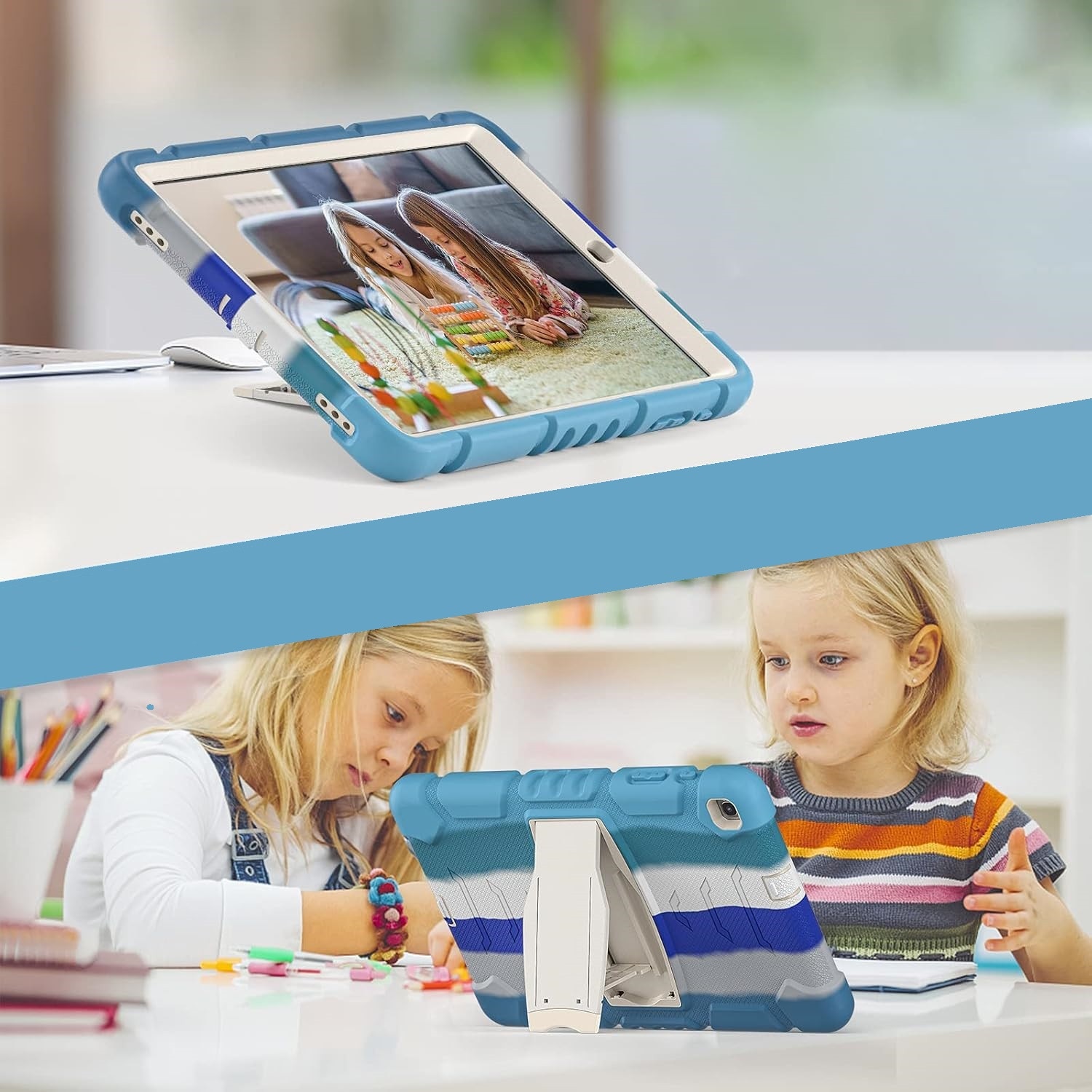 Husa pentru tableta 8.7", cu suport, albastru