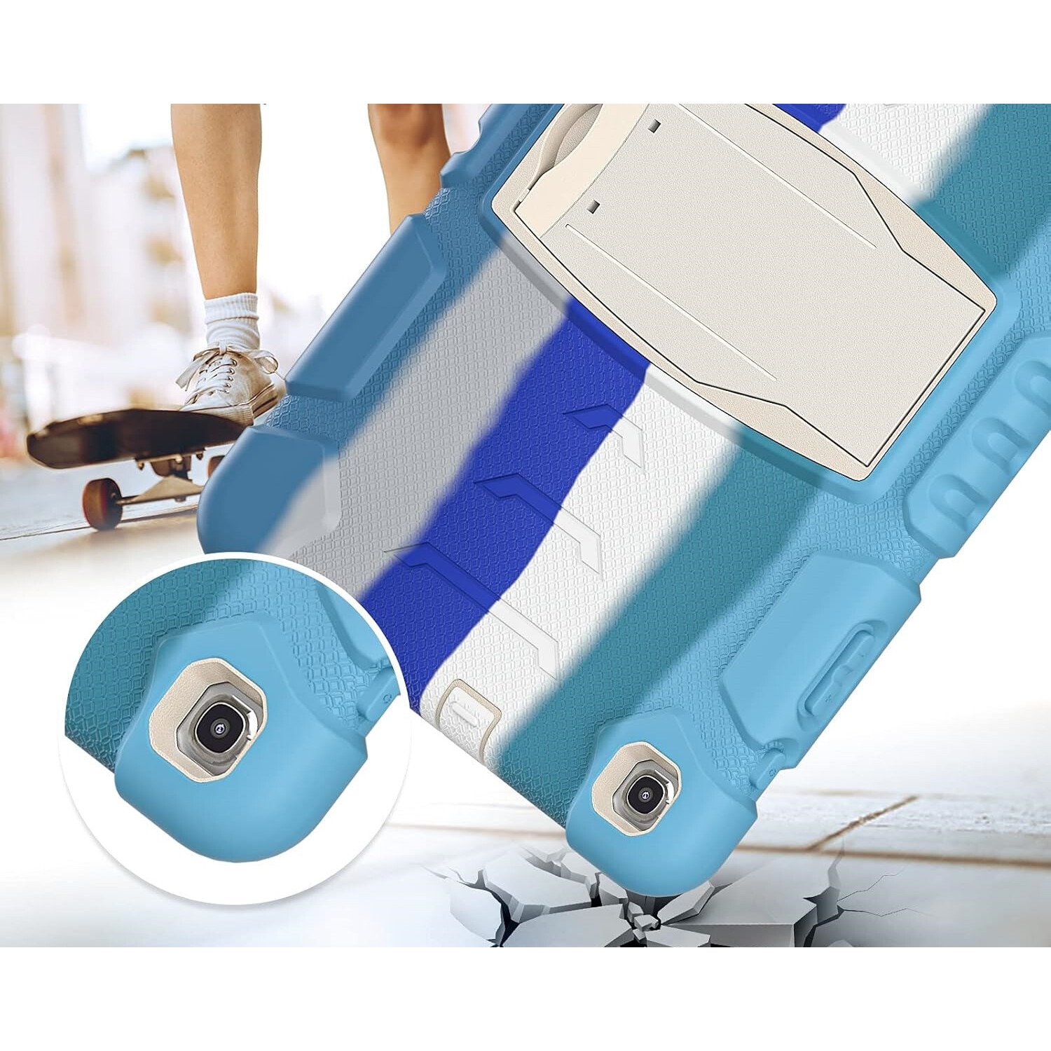 Husa pentru tableta 8.7", cu suport, albastru