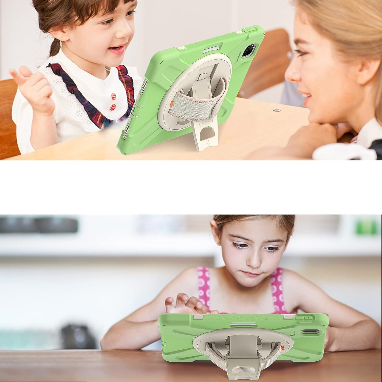 Husa tableta pentru iPad 9.7" (2017/2018), verde, cu suport si curea ajustabila, constructie tripla