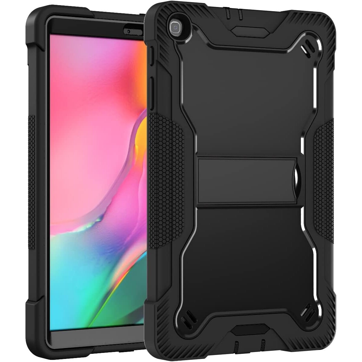 Husa pentru tableta, Samsung Galaxy Tab A 8.0", 3 straturi, suport incorporat, negru