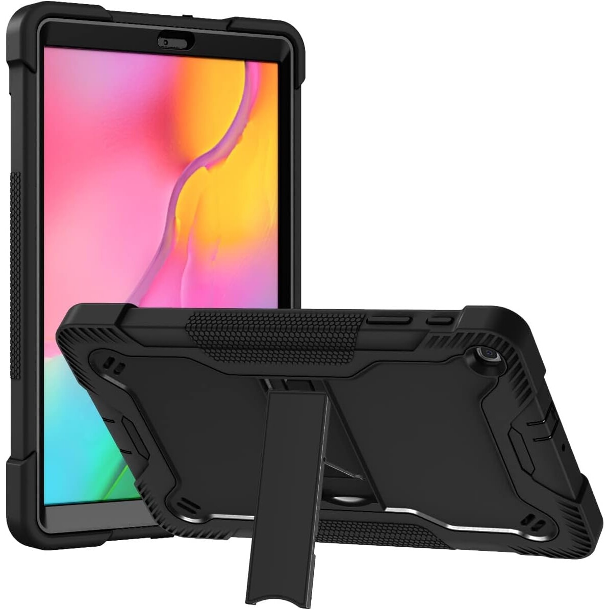 Husa pentru tableta, Samsung Galaxy Tab A 8.0", 3 straturi, suport incorporat, negru