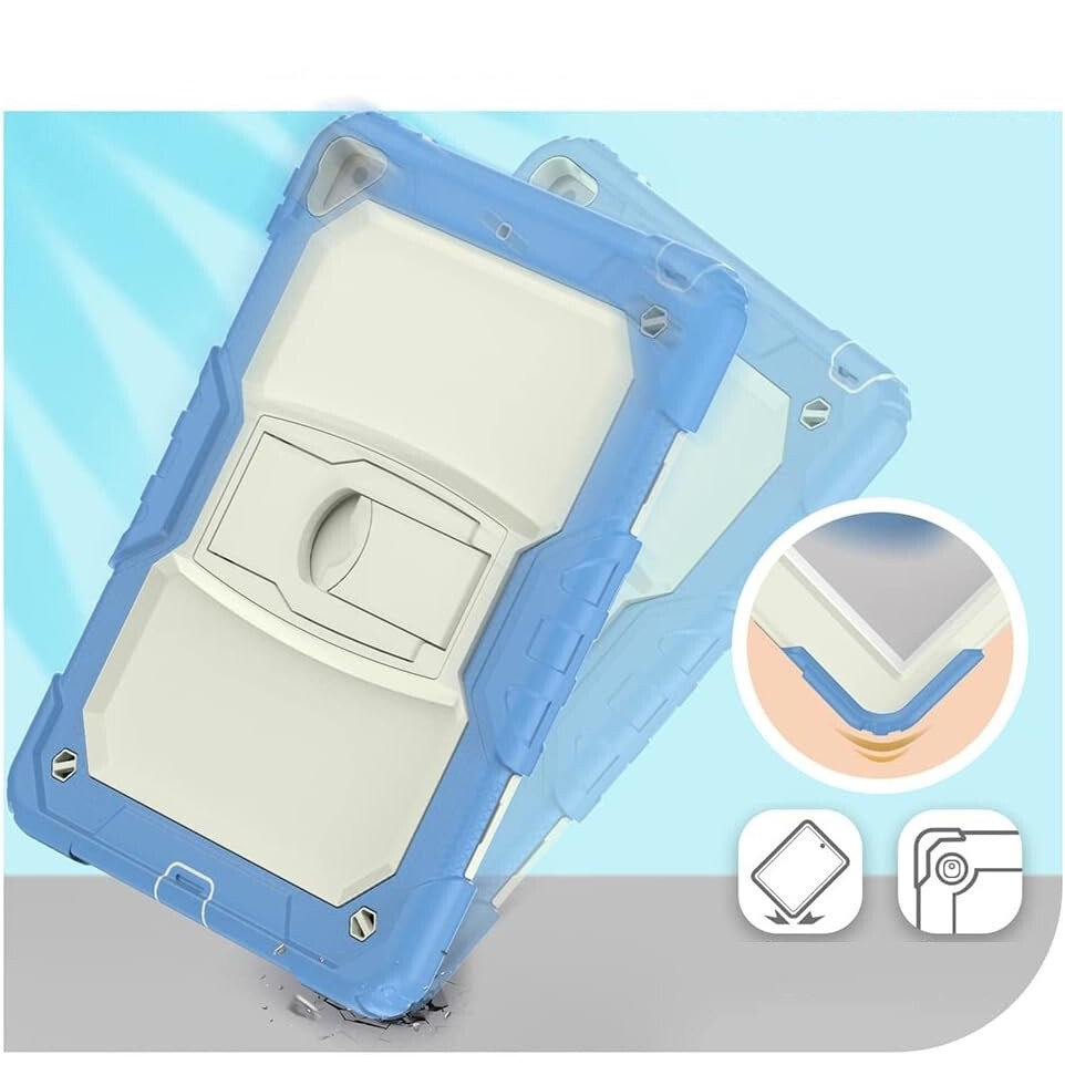 Husa tableta pentru iPad Air 3/Pro 10.5", albastru, cu suport si curea reglabila, constructie tripla