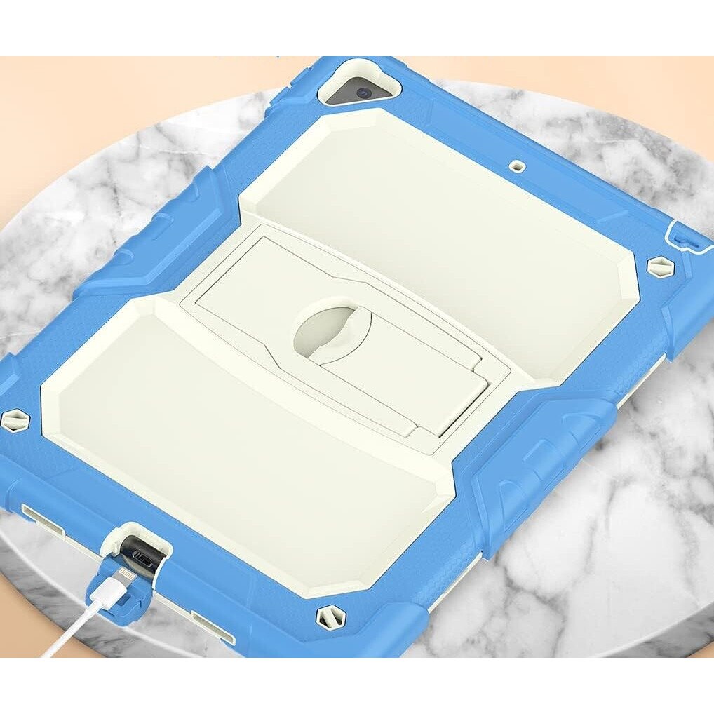 Husa tableta pentru iPad Air 3/Pro 10.5", albastru, cu suport si curea reglabila, constructie tripla