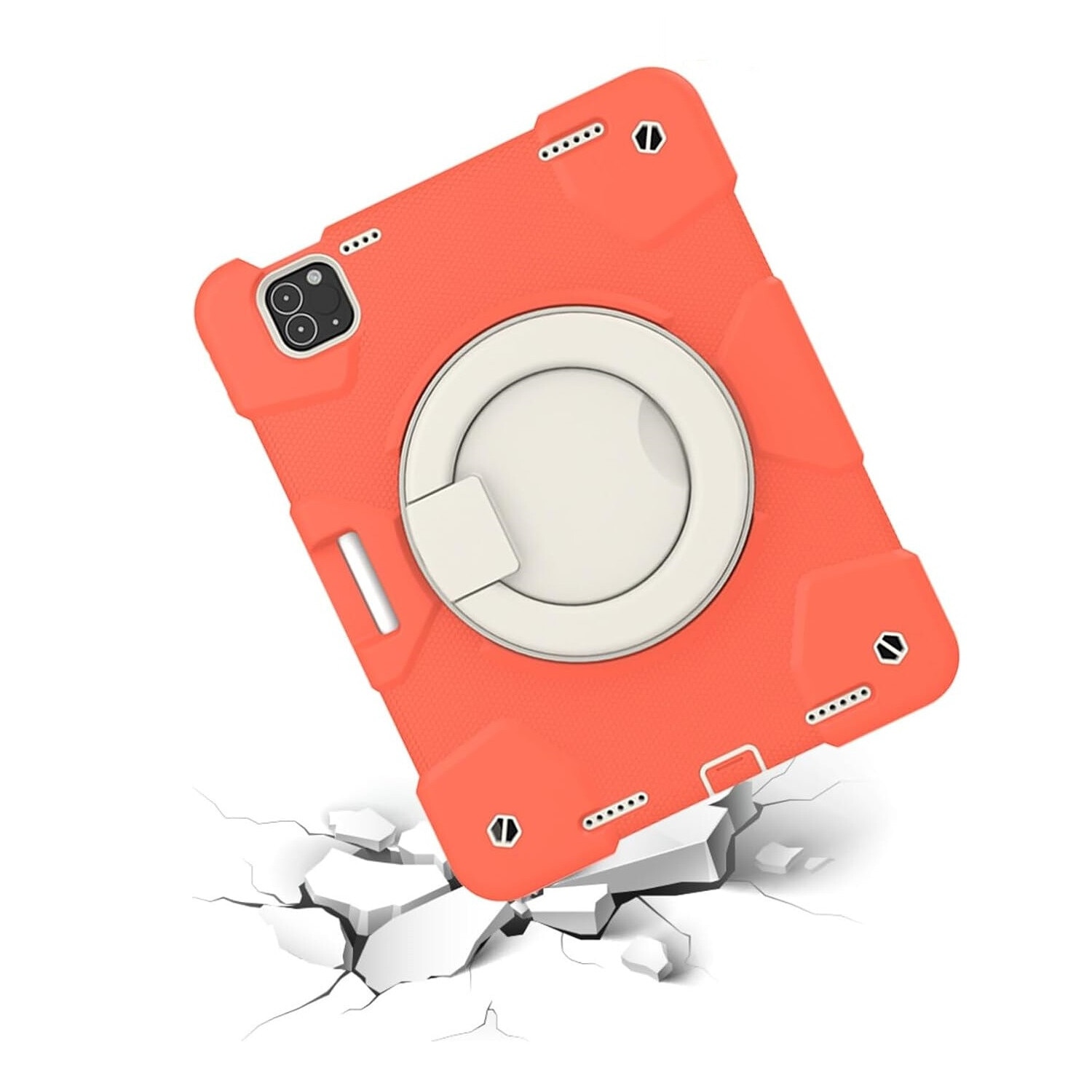 Husa pentru iPad Pro 11" cu suport si curea, portocaliu, trei straturi de protectie