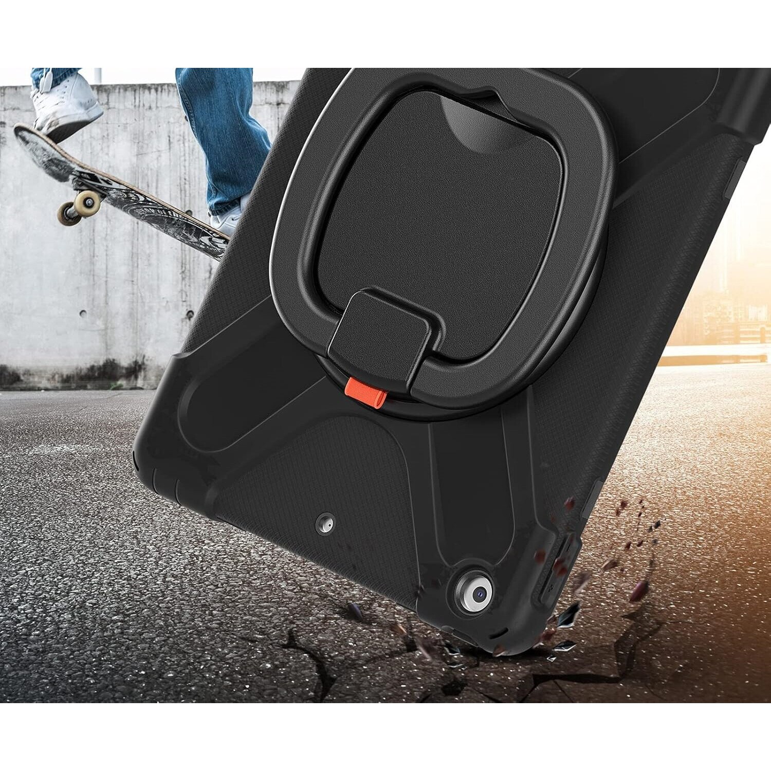 Husa tableta, pentru iPad 10.2", 3 straturi, suport rotativ, negru