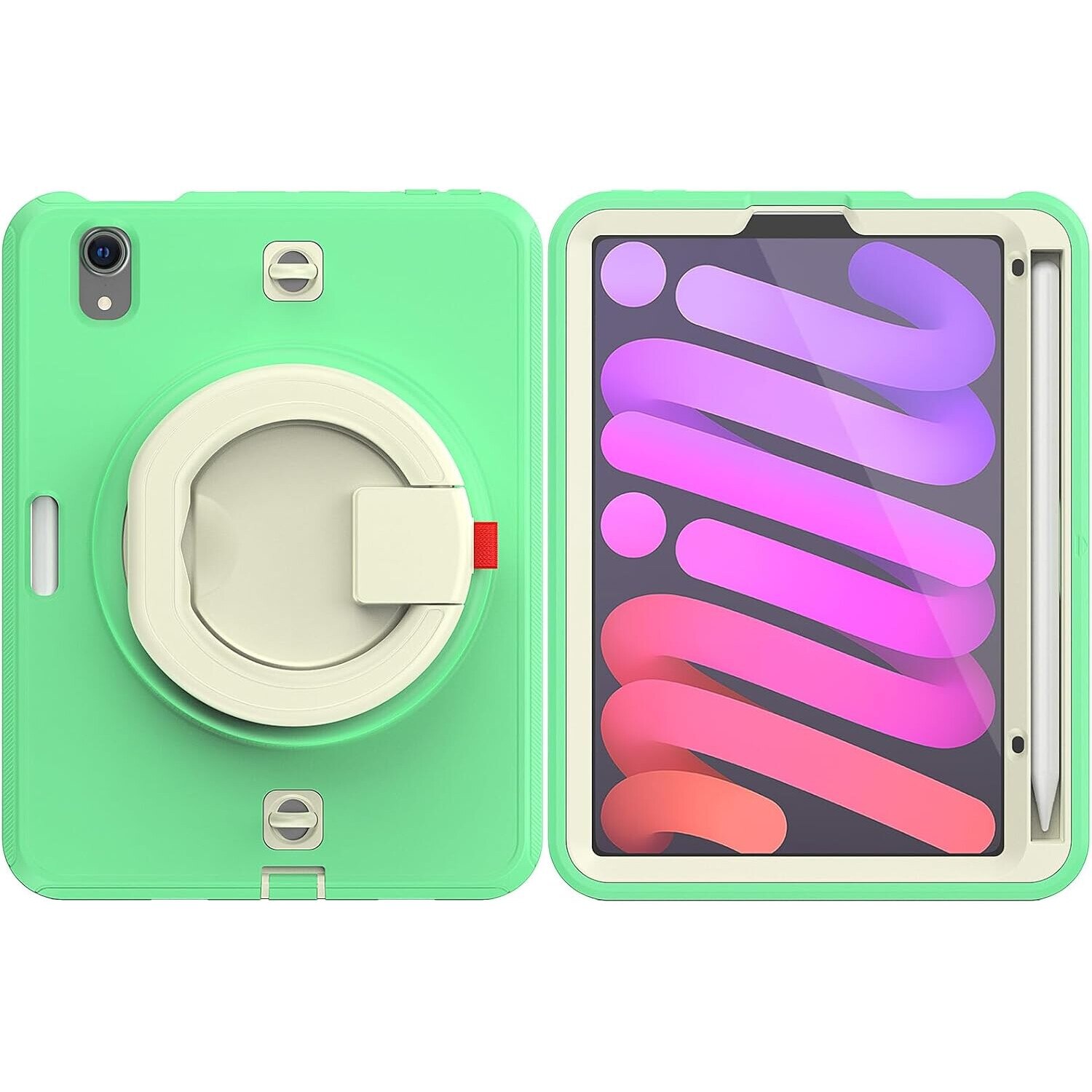 Husa pentru iPad Mini 6 8,3", verde, cu suport si curea reglabila, constructie tripla