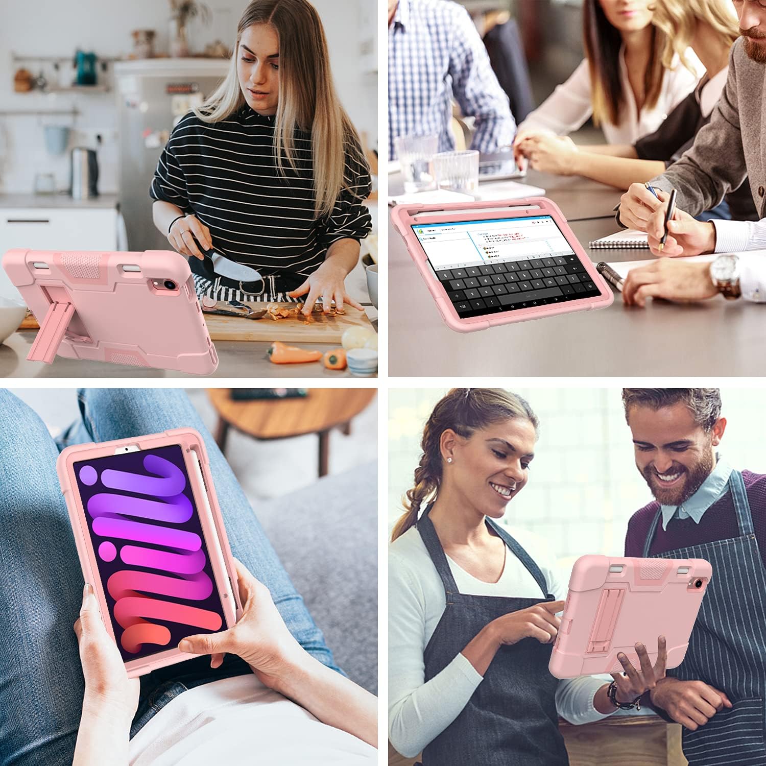 Husa pentru iPad Mini 6 8,3", roz, cu suport si loc pentru stylus