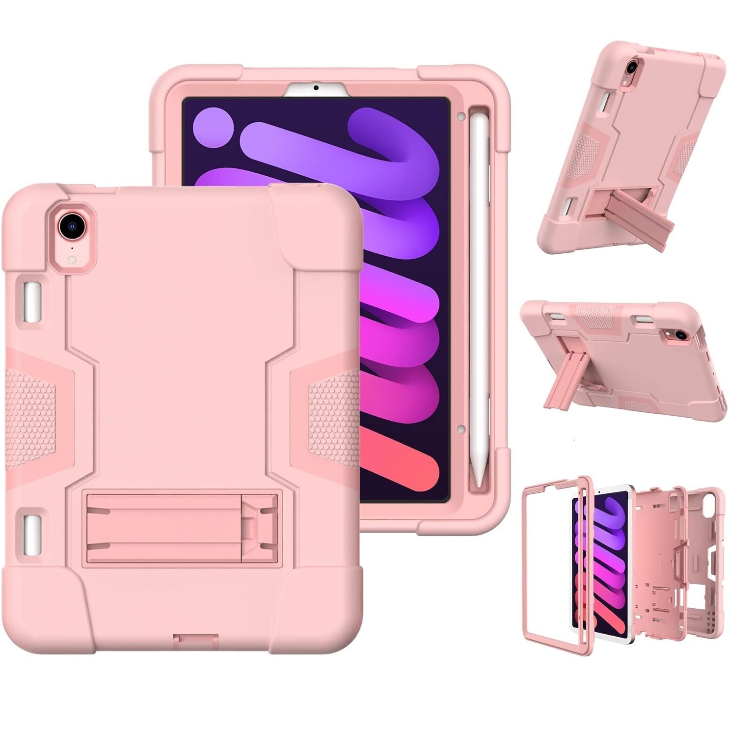 Husa pentru iPad Mini 6 8,3", roz, cu suport si loc pentru stylus