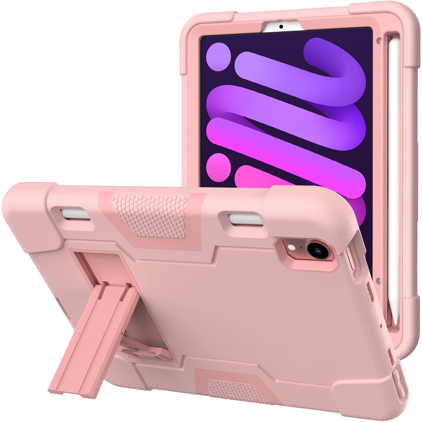 Husa pentru iPad Mini 6 8,3", roz, cu suport si loc pentru stylus