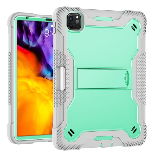 Husa pentru iPad Air 4/5/Pro 11", trei straturi, suport incorporat, curea reglabila, verde menta
