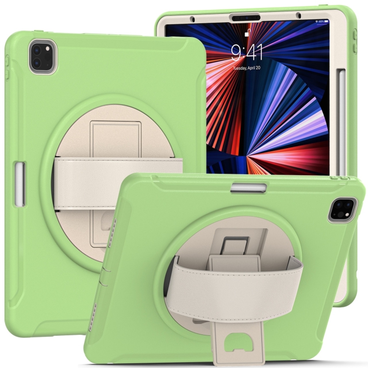 Husa pentru tableta iPad Air 5/Air 4/Pro 11", verde, cu suport rotativ si loc pentru stylus
