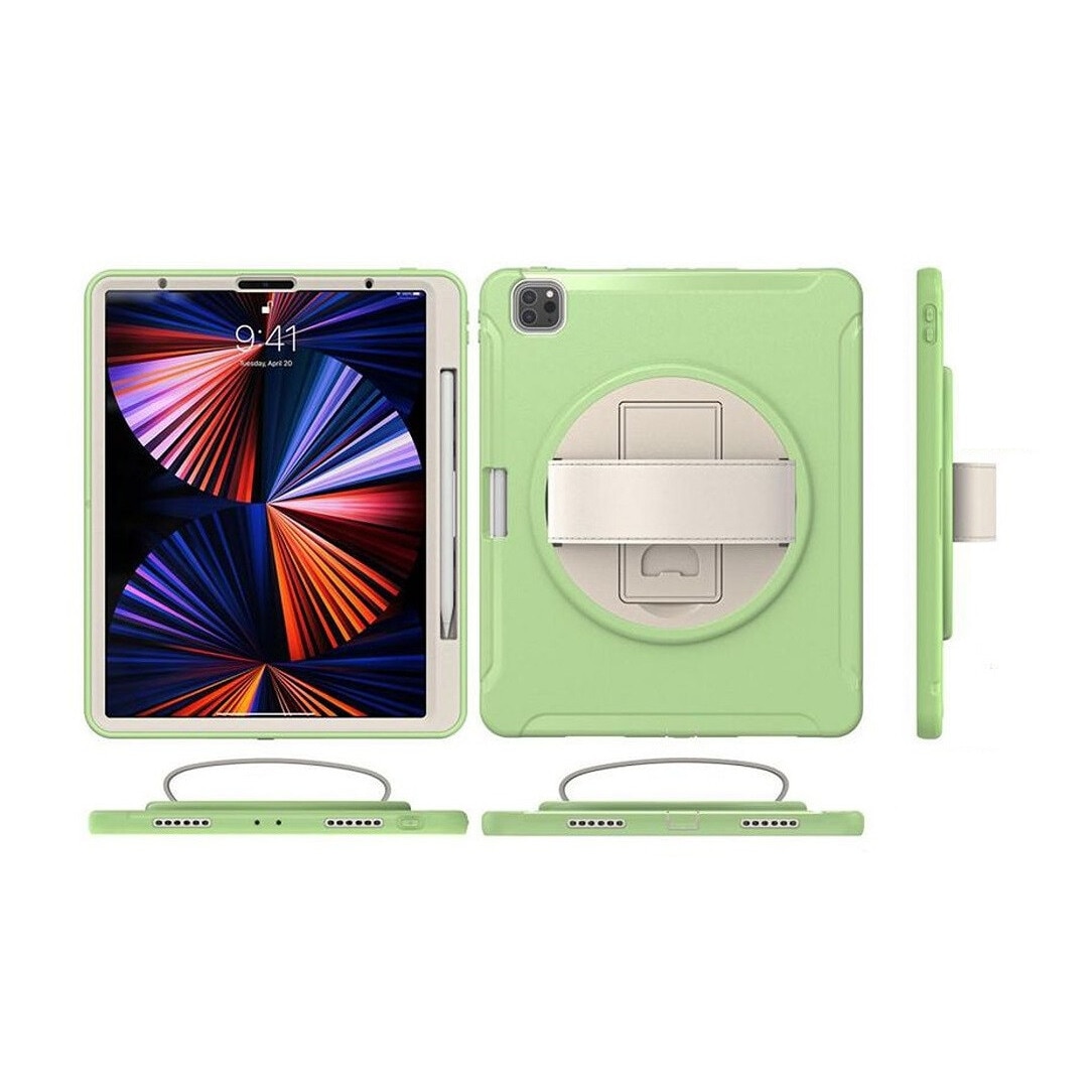 Husa pentru tableta iPad Air 5/Air 4/Pro 11", verde, cu suport rotativ si loc pentru stylus