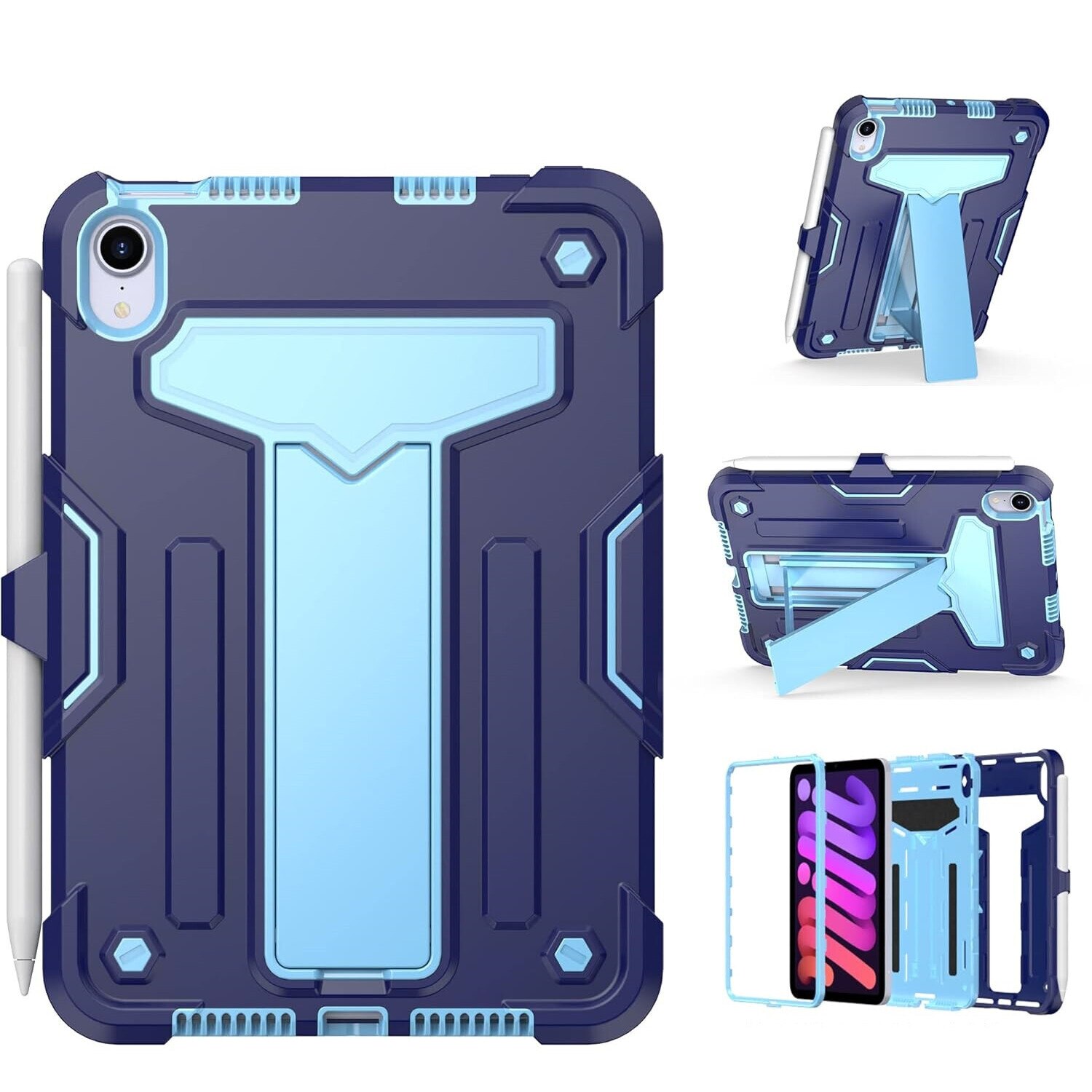 Husa pentru iPad Mini 6 8,3", cu suport si loc pentru pix, albastru