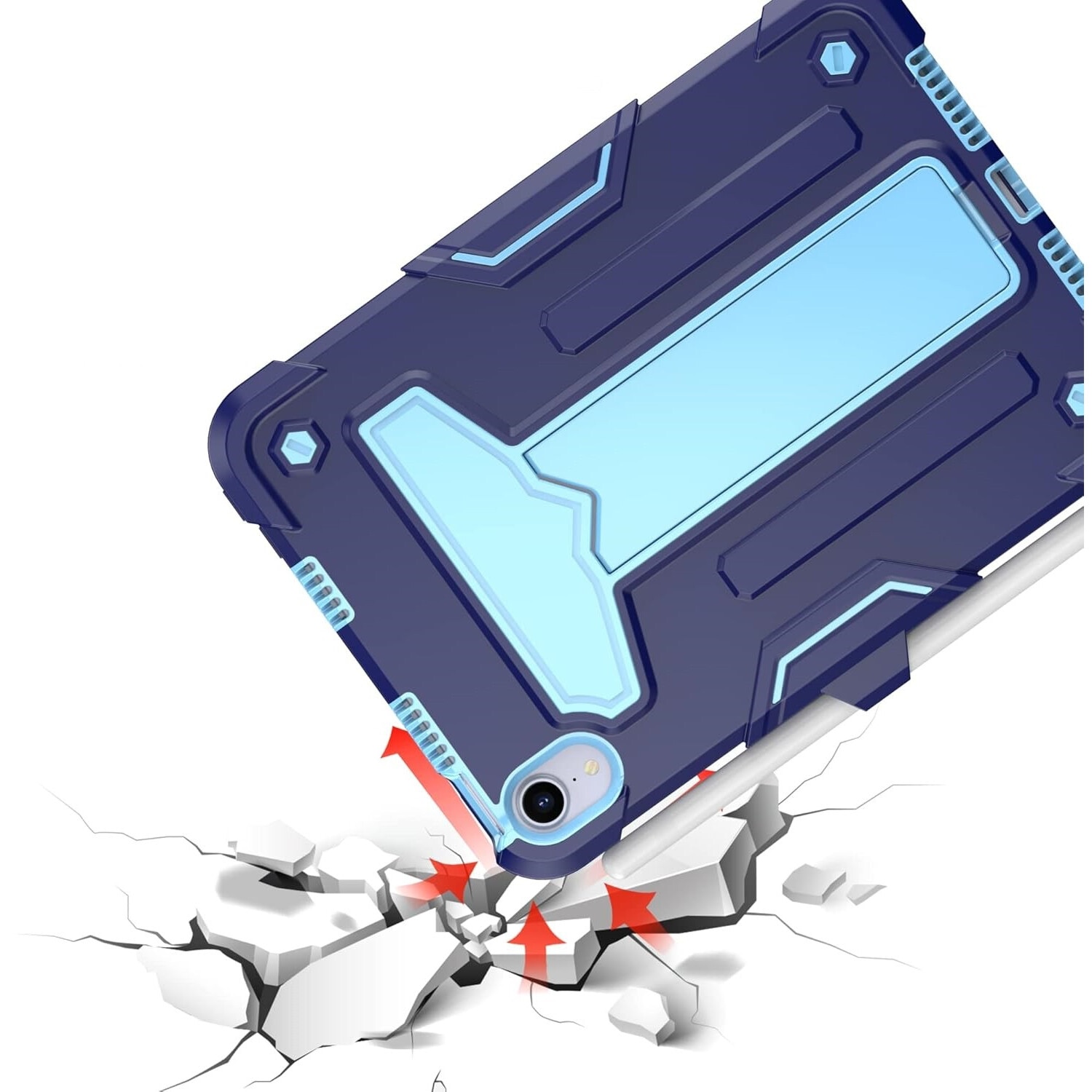 Husa pentru iPad Mini 6 8,3", cu suport si loc pentru pix, albastru