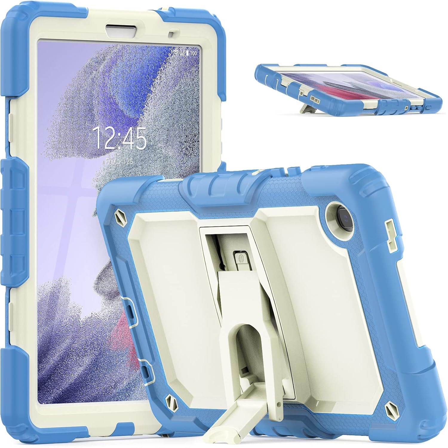 Husa tableta, Samsung Galaxy Tab A7 10.4", 3 straturi, suport incorporat, albastru